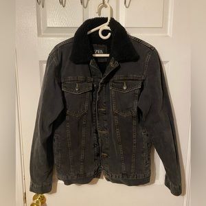*SOLD* Zara Man Black Denim Sherpa Jacket (M)